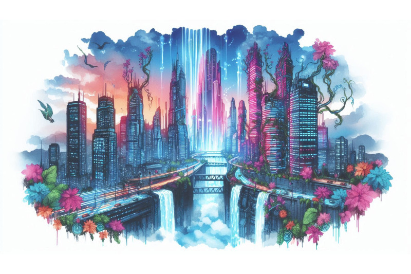 neon-waterfall-cityscape-vision