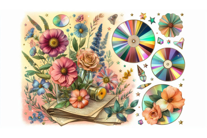 pressed-flowers-retro-collage