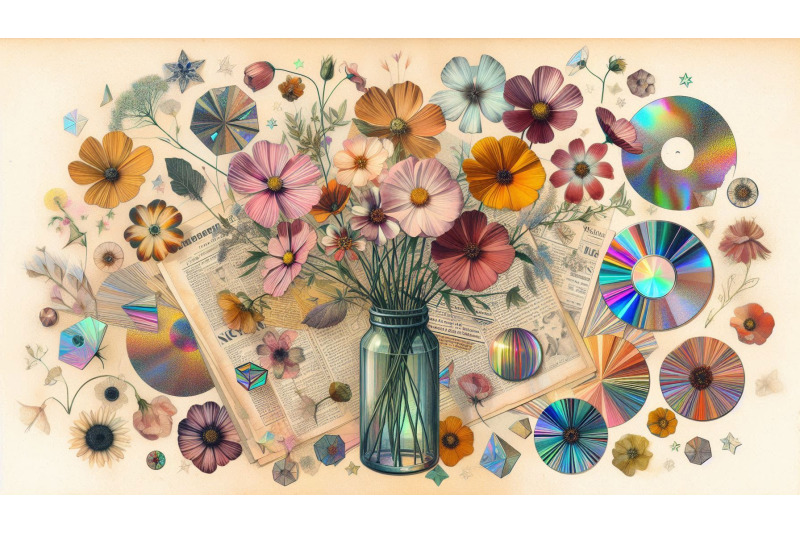pressed-flowers-retro-collage