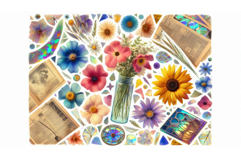 pressed-flowers-retro-collage