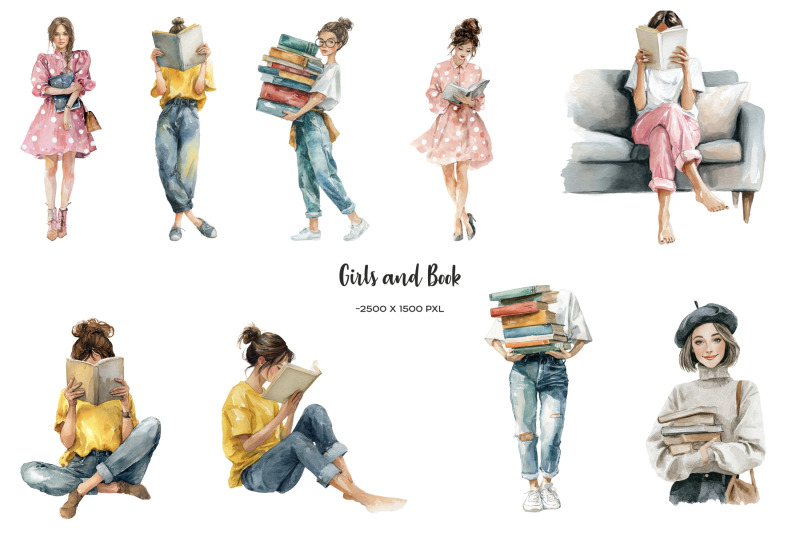 watercolor-book-lover-clipart-book-lovers-day-i-love-reading-set