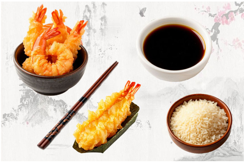 japan-tempura-sushi-rolls-sauce-fan-teapot-carp-png