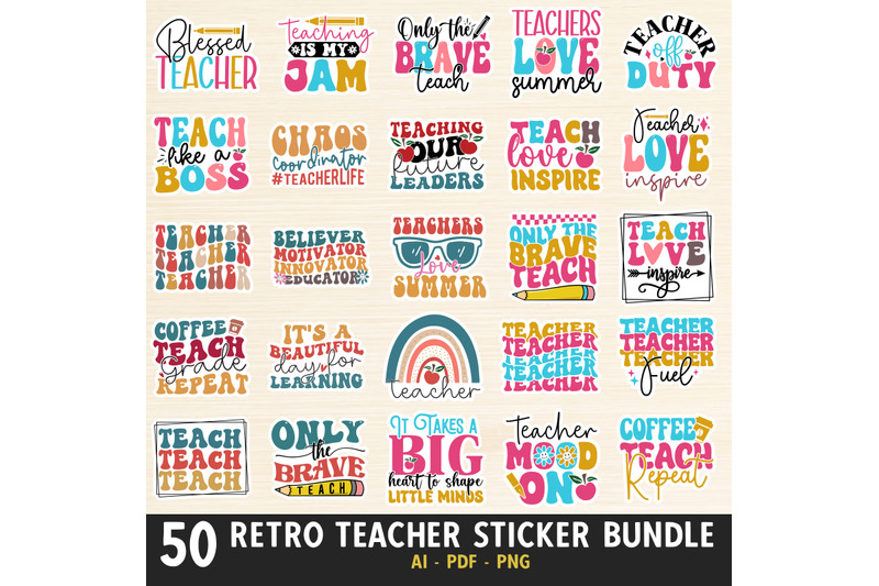 retro-teacher-sticker-bundle