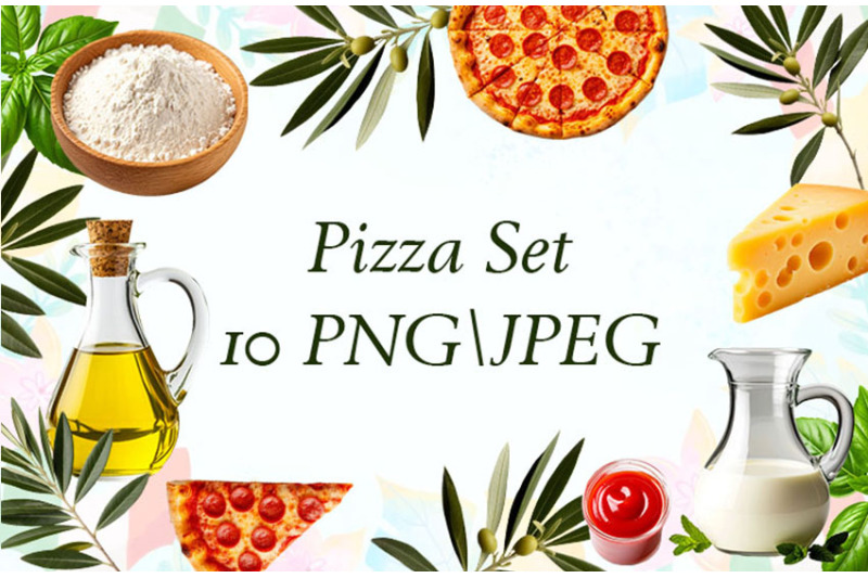 pizza-set-pizza-cheese-flour-milk-ketchup-olive-oil