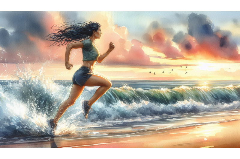 beach-sunset-runner