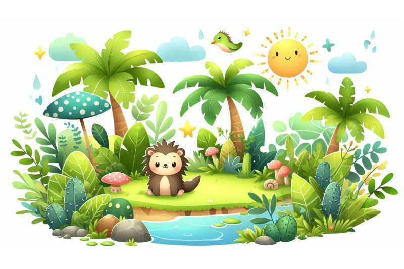 cartoon-jungle-greenery