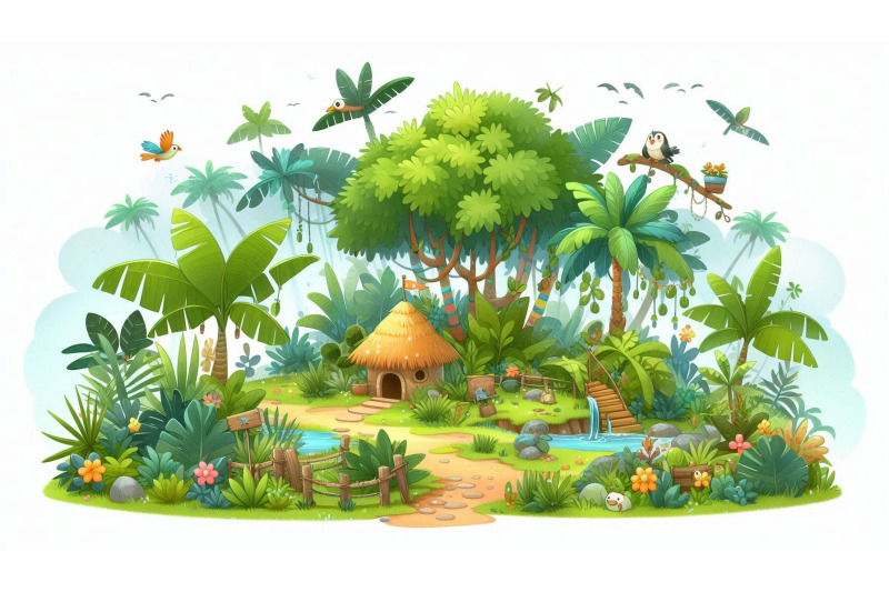 cartoon-jungle-greenery