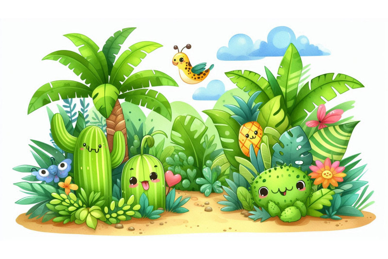 cartoon-jungle-greenery