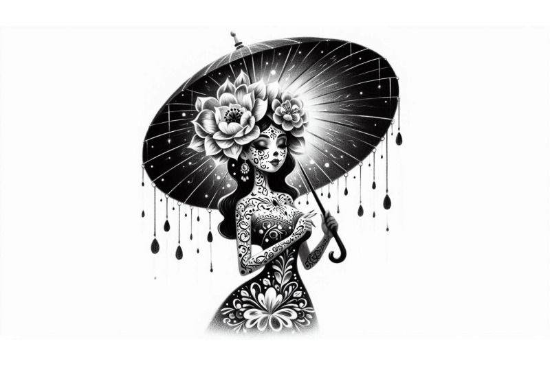 charcoal-girl-glowing-umbrella