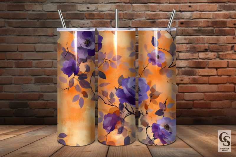 purple-orange-watercolor-roses-seamless-pattern