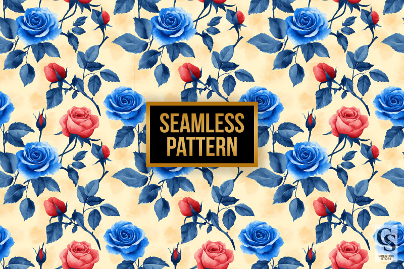 red-blue-watercolor-roses-seamless-pattern