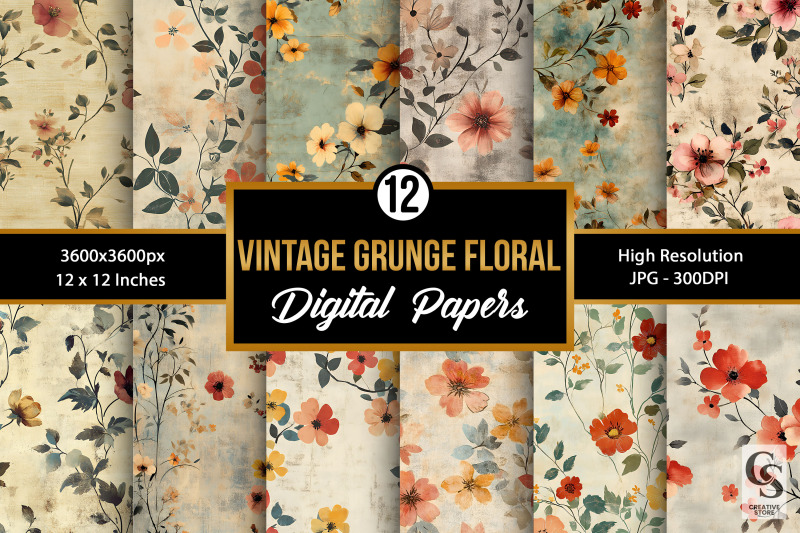 vintage-grunge-flowers-seamless-pattern