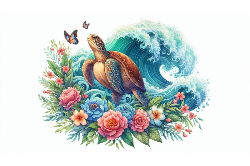 floral-turtle-and-wave