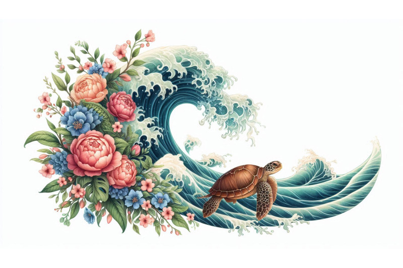 floral-wave-and-turtle