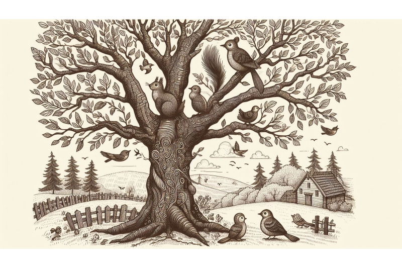 forest-animals-tree-sketch