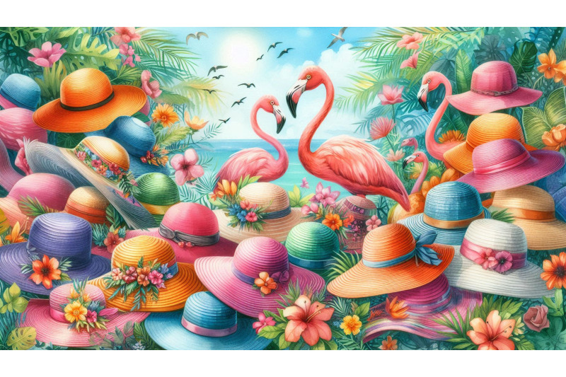 hats-and-flamingos