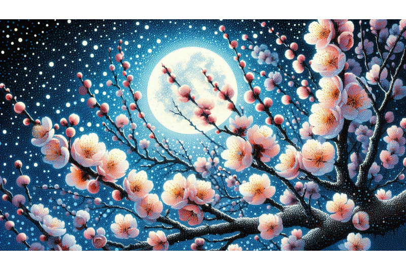 moonlight-blossoms-pointillism