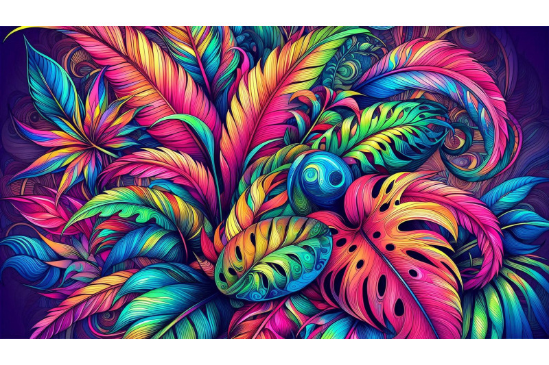 neon-tropical-leaves