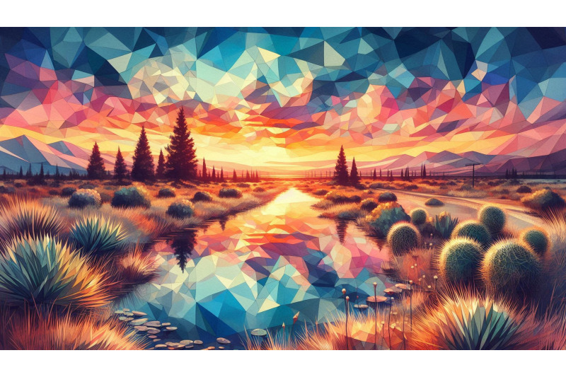 polygon-sunset-landscape
