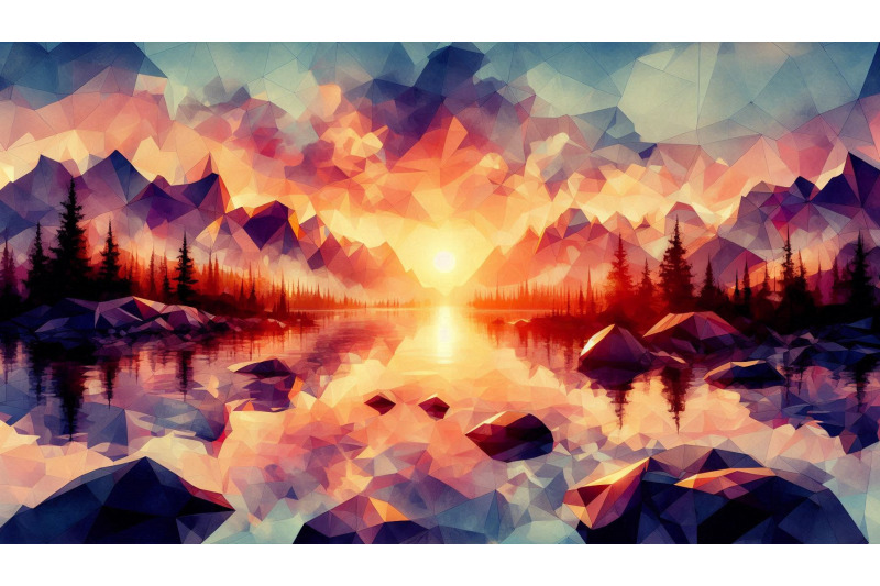 polygon-sunset-landscape