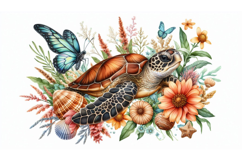 sea-turtle-and-florals
