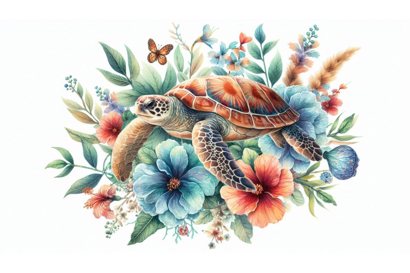 sea-turtle-and-florals