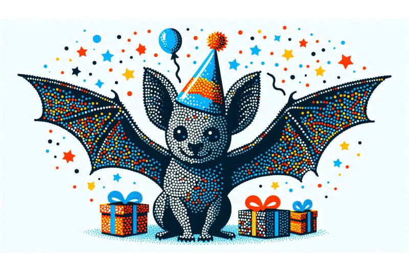 birthday-bat-in-pointillism