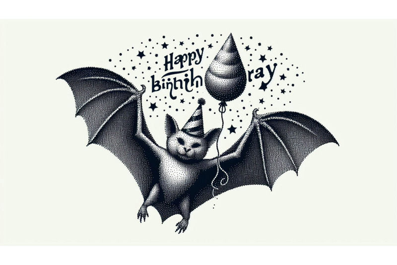 birthday-bat-in-pointillism