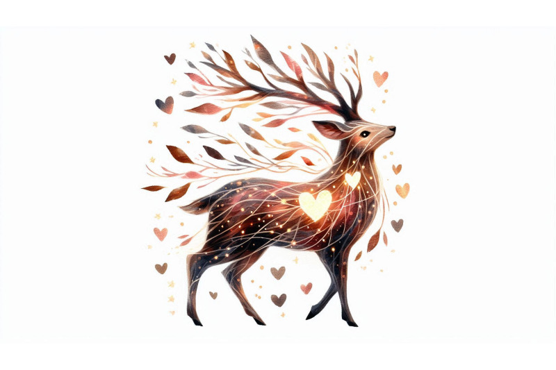 brushstroke-deer-glowing-hearts