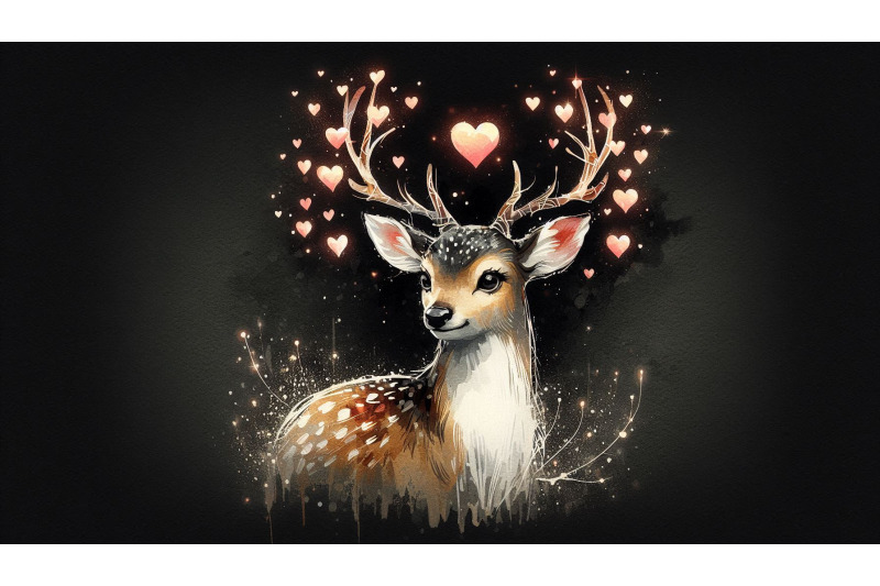 brushstroke-deer-glowing-hearts