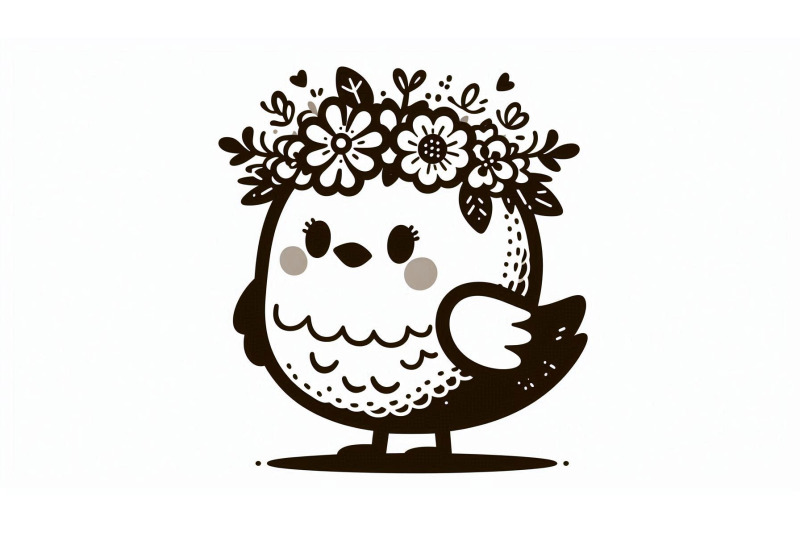 cartoon-chick-with-flower-crown