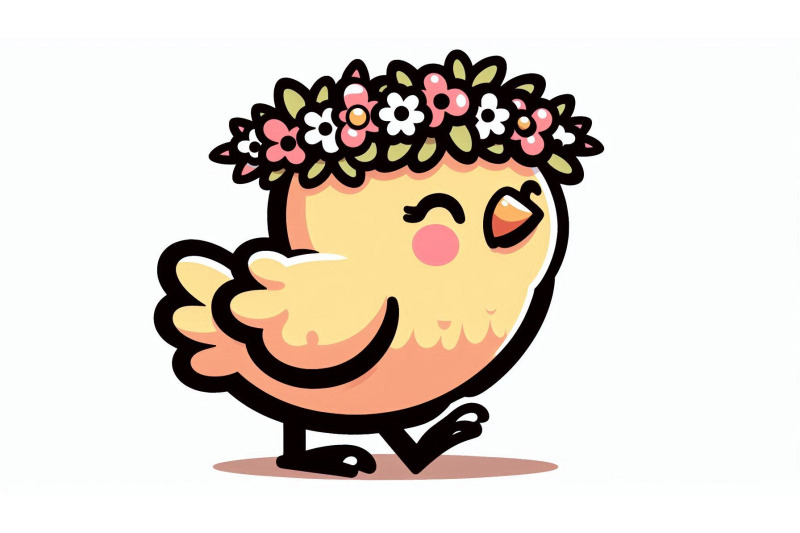 cartoon-chick-with-flower-crown
