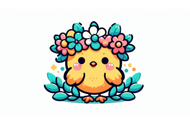 cartoon-chick-with-flower-crown