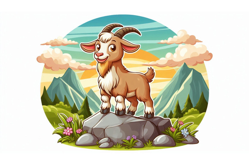 cartoon-goat-rock-vector