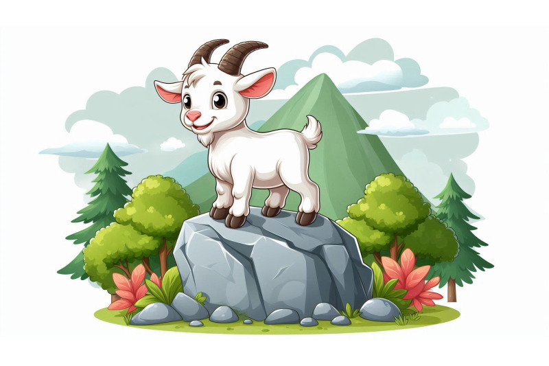 cartoon-goat-rock-vector