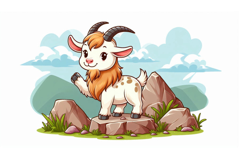 cartoon-goat-rock-vector