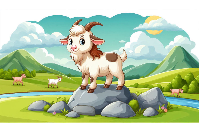 cartoon-goat-rock-vector