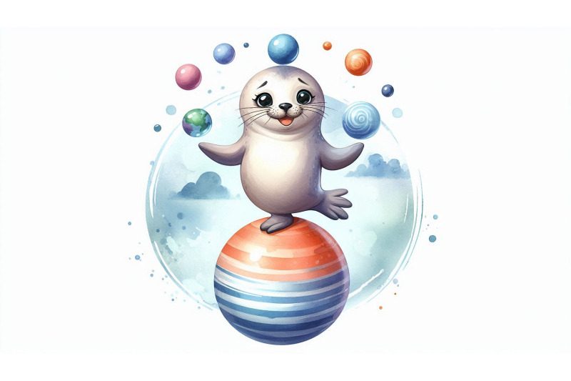 cartoon-seal-balancing-vector