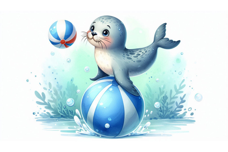 cartoon-seal-balancing-vector