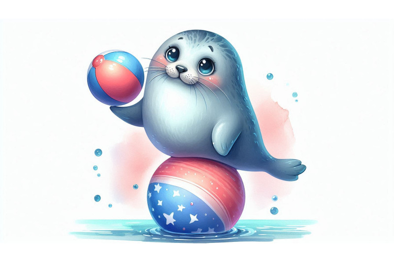 cartoon-seal-balancing-vector
