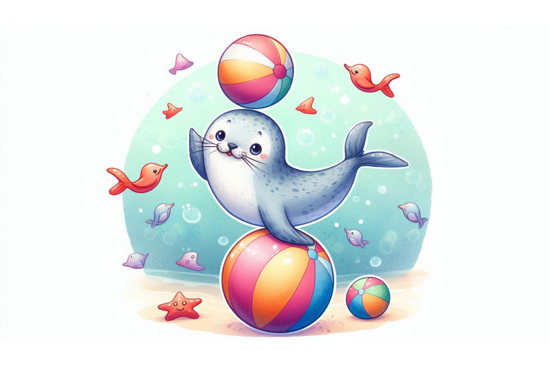 cartoon-seal-balancing-vector