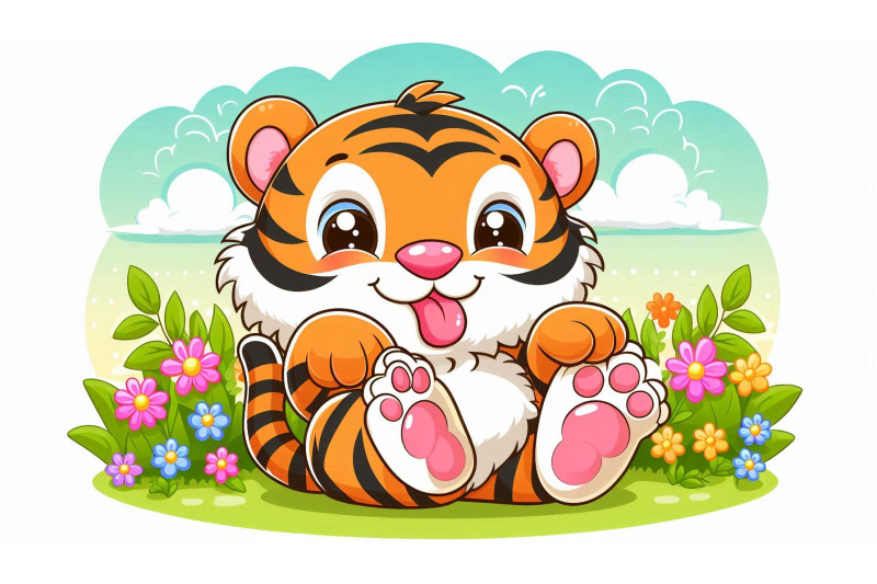 cartoon-tiger-playful-vector