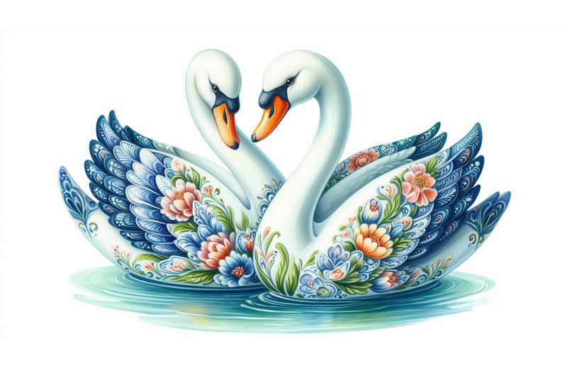 ceramic-swan-couple-painting
