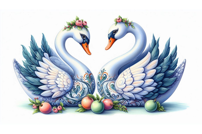 ceramic-swan-couple-painting