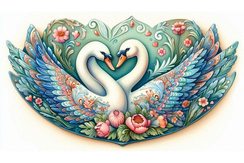 ceramic-swan-couple-painting