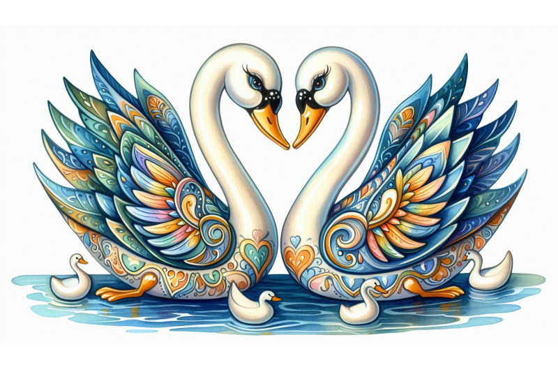ceramic-swan-couple-painting