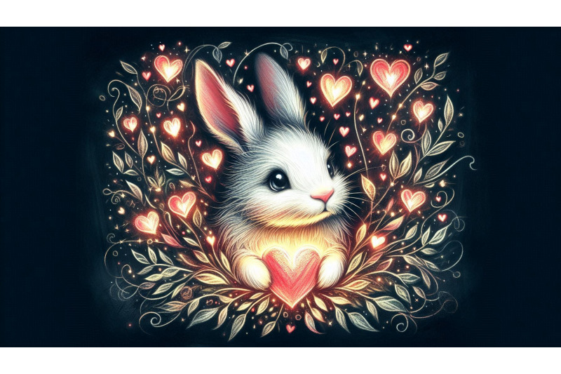 chalk-rabbit-glowing-hearts