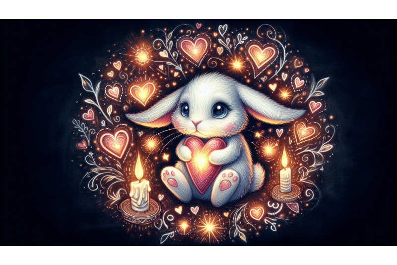 chalk-rabbit-glowing-hearts