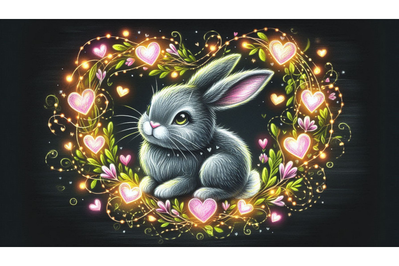 chalk-rabbit-glowing-hearts