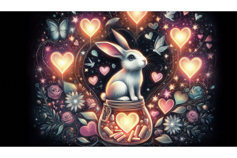 chalk-rabbit-glowing-hearts